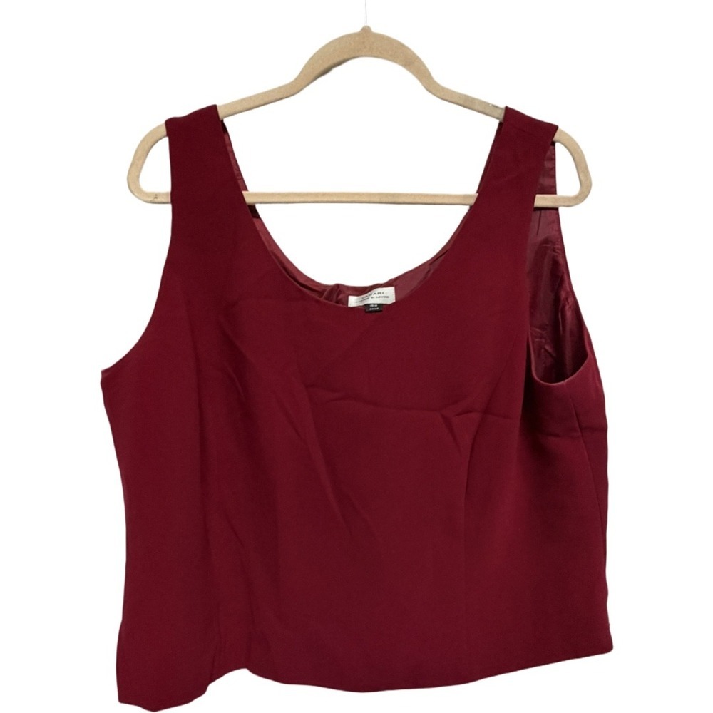 Tahari by Arthur S. Levine Sleeveless Shell Top 18W Burgundy Career Plus Size